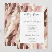 Roze Crème Chocolade Bruin Abstract Baby shower Kaart (Voorkant / Achterkant)