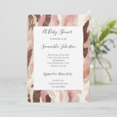 Roze Crème Chocolade Bruin Abstract Baby shower Kaart (Staand voorkant)