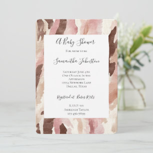 Roze Crème Chocolade Bruin Abstract Baby shower Kaart