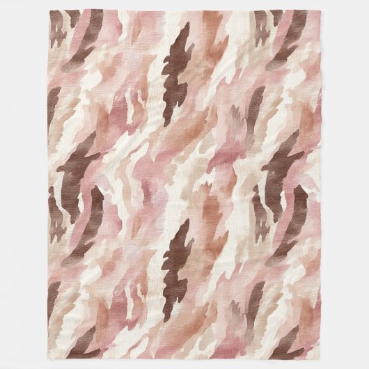 Roze Crème Chocolade Bruin Abstract Fleece Deken (Voorkant)