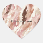 Roze Crème Chocolade Bruin Abstract Hart Sticker (Voorkant)