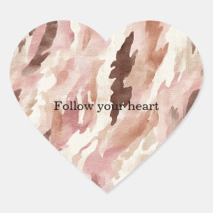 Roze Crème Chocolade Bruin Abstract Hart Sticker