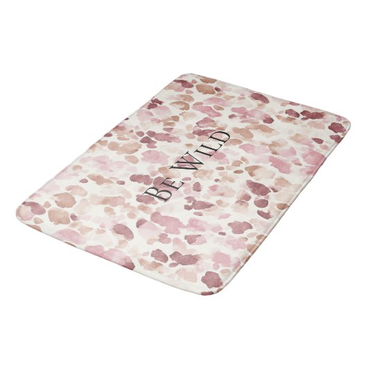 Roze Crème Chocolade Bruin Abstract Luipaarddier Badmat (Gekanteld)