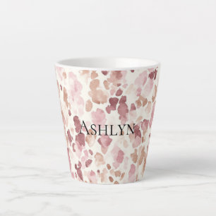 Roze Crème Chocolade Bruin Abstract Luipaarddier Latte Mok