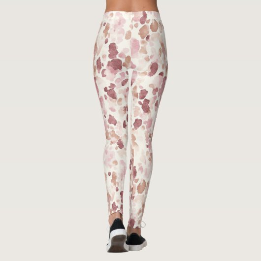 Roze Crème Chocolade Bruin Abstract Luipaarddier Leggings (Achterkant)