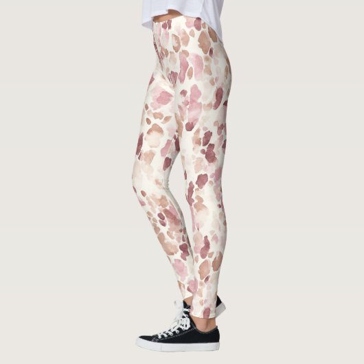 Roze Crème Chocolade Bruin Abstract Luipaarddier Leggings (Links)