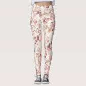 Roze Crème Chocolade Bruin Abstract Luipaarddier Leggings (Voorkant)