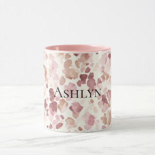 Roze Crème Chocolade Bruin Abstract Luipaarddier Mok
