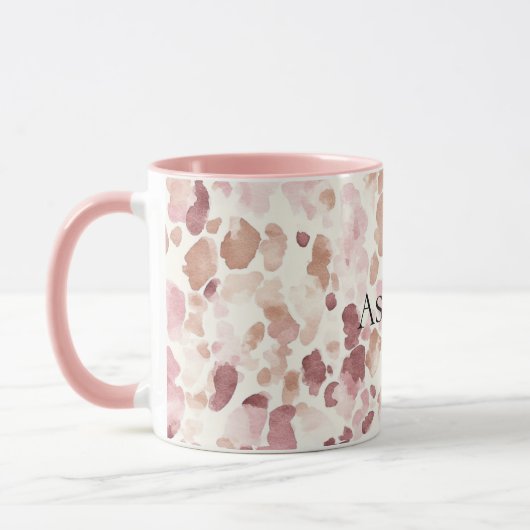 Roze Crème Chocolade Bruin Abstract Luipaarddier Mok (Links)