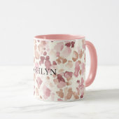 Roze Crème Chocolade Bruin Abstract Luipaarddier Mok (Voorkant rechts)