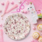 Roze Crème Chocolade Bruin Abstract Luipaarddier Papieren Bordje (Feest)