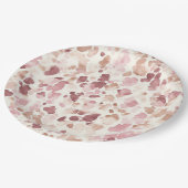 Roze Crème Chocolade Bruin Abstract Luipaarddier Papieren Bordje (Gekanteld)