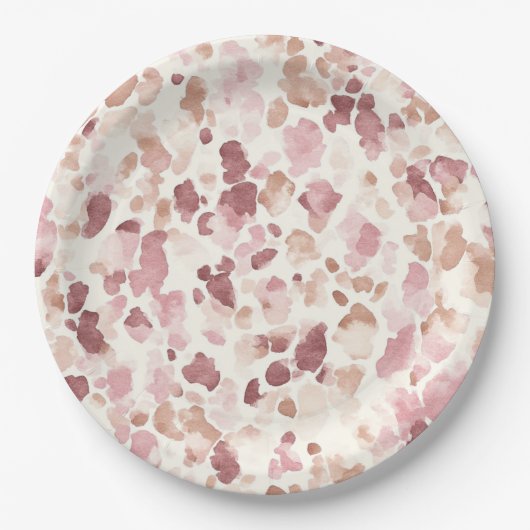 Roze Crème Chocolade Bruin Abstract Luipaarddier Papieren Bordje (Voorkant)