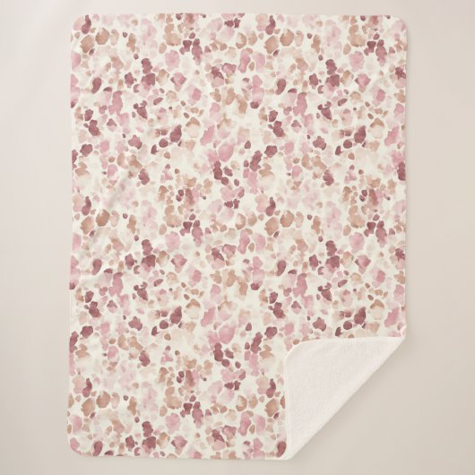 Roze Crème Chocolade Bruin Abstract Luipaarddier Sherpa Deken (Voorkant)