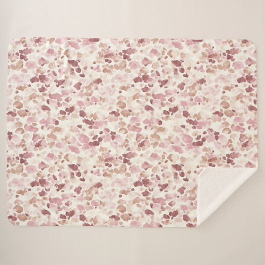 Roze Crème Chocolade Bruin Abstract Luipaarddier Sherpa Deken (Voorkant (horizontaal))
