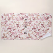 Roze Crème Chocolade Bruin Abstract Luipaarddier Strandlaken (Voorkant)