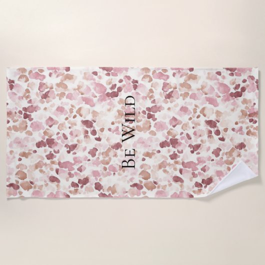 Roze Crème Chocolade Bruin Abstract Luipaarddier Strandlaken (Voorkant)