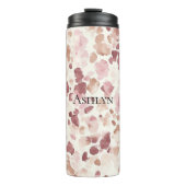 Roze Crème Chocolade Bruin Abstract Luipaarddier Thermosbeker (Voorkant)