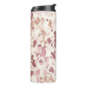 Roze Crème Chocolade Bruin Abstract Luipaarddier Thermosbeker (Gedraaid links)