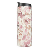 Roze Crème Chocolade Bruin Abstract Luipaarddier Thermosbeker (Geroteerd rechts)