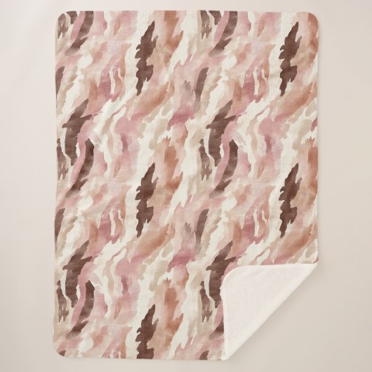 Roze Crème Chocolade Bruin Abstract Sherpa Deken (Voorkant)