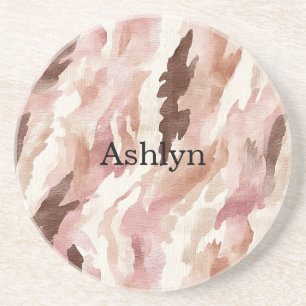 Roze Crème Chocolade Bruin Abstract Zandsteen Onderzetter