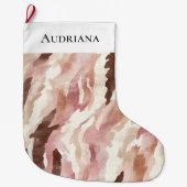 Roze Crème Chocolade Bruin Abstracte Kerst Grote Kerstsok (Voorkant)