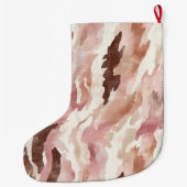 Roze Crème Chocolade Bruin Abstracte Kerst Grote Kerstsok (Achterkant)