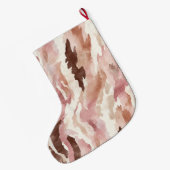 Roze Crème Chocolade Bruin Abstracte Kerst Grote Kerstsok (Achterkant (Hangend))