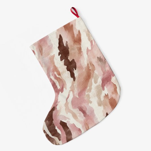 Roze Crème Chocolade Bruin Abstracte Kerst Grote Kerstsok (Achterkant (Hangend))