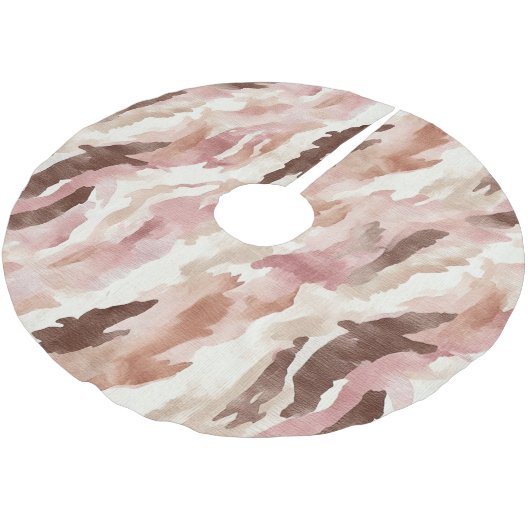 Roze Crème Chocolade Bruin Abstracte Kerst Kerstboom Rok (Gekanteld)