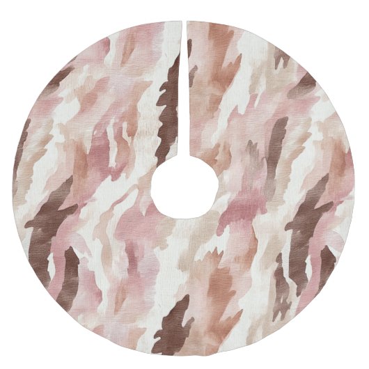 Roze Crème Chocolade Bruin Abstracte Kerst Kerstboom Rok (Voorkant)