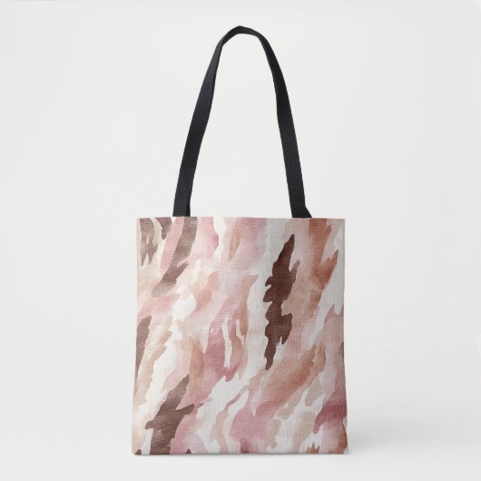 Roze Crème Chocolade Bruin Abstracte Kerst Tote Bag (Voorkant)