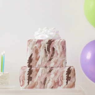 Roze Crème Chocolade Bruin Abstracte Verjaardag Cadeaupapier