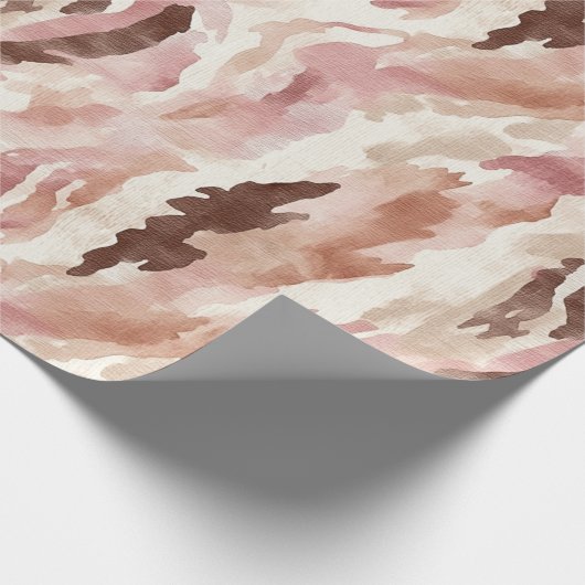 Roze Crème Chocolade Bruin Abstracte Verjaardag Cadeaupapier (Hoek)