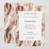 Roze Crème Chocolade Bruin Abstracte Verjaardag Kaart (Voorkant / Achterkant)