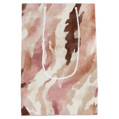 Roze Crème Chocolade Bruin Abstracte Verjaardag Medium Cadeauzakje (Achterkant)