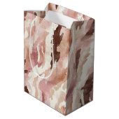 Roze Crème Chocolade Bruin Abstracte Verjaardag Medium Cadeauzakje (Achterkant Gekanteld)