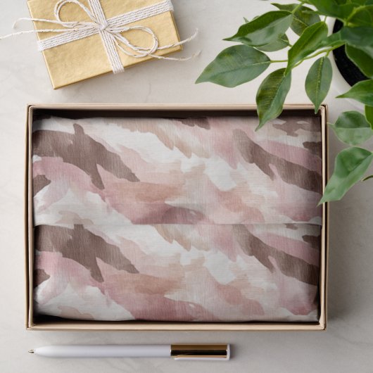 Roze Crème Chocolade Bruin Abstracte Verjaardag Tissuepapier (Geschenk)