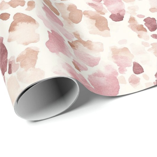 Roze Crème Chocolade Bruin Luipaard Dier Verjaarda Cadeaupapier (Rol Hoek)