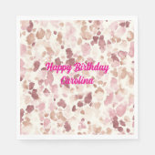 Roze Crème Chocolade Bruin Luipaard Dier Verjaarda Servet (Voorkant)