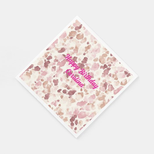 Roze Crème Chocolade Bruin Luipaard Dier Verjaarda Servet (Hoek)