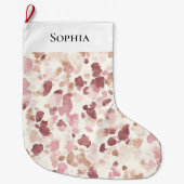 Roze Crème Chocolade Bruin Luipaard Kerstmis Grote Kerstsok (Voorkant)