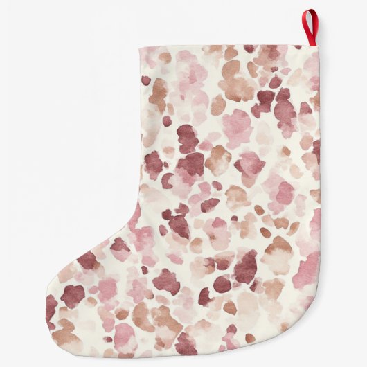 Roze Crème Chocolade Bruin Luipaard Kerstmis Grote Kerstsok (Achterkant)