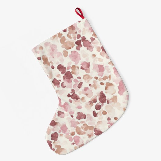 Roze Crème Chocolade Bruin Luipaard Kerstmis Grote Kerstsok (Achterkant (Hangend))