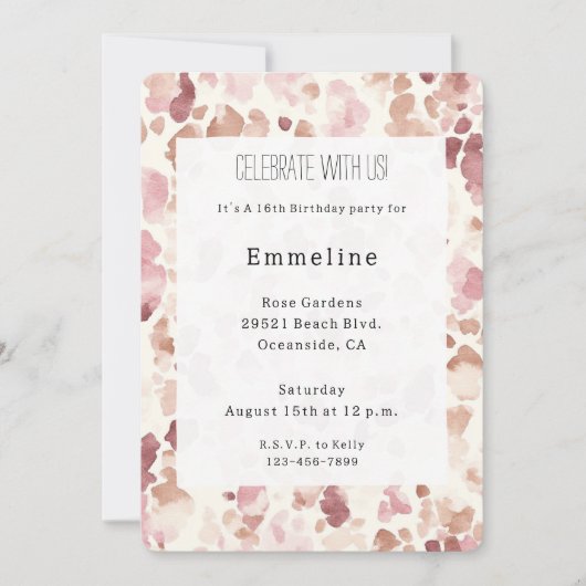 Roze Crème Chocolade Bruin Luipaard Verjaardag Kaart (Voorkant)