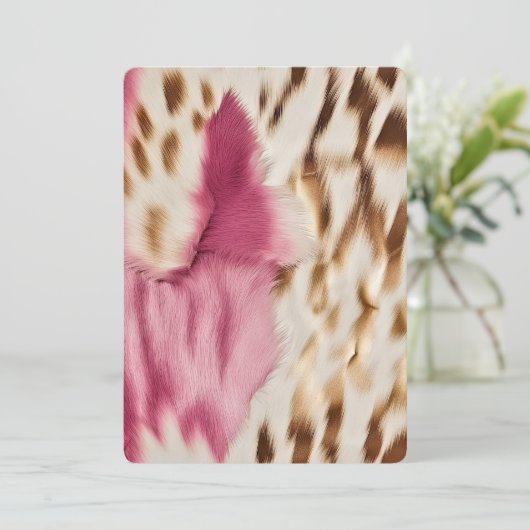 Roze Crème Cowgirl Koeienhuid Verjaardag Kaart (Staand voorkant)