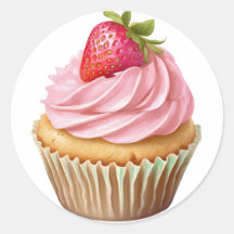 Roze crème cupcake met bessen verjaardag