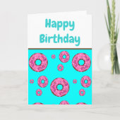 Roze crème donut voor verjaardag kaart (Voorkant)