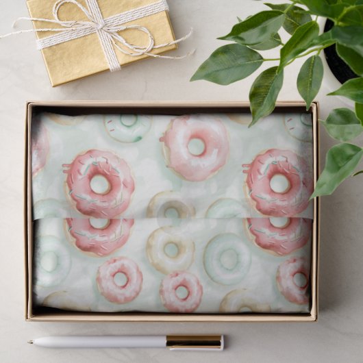 Roze Crème Donuts Verjaardag Tissuepapier (Geschenk)